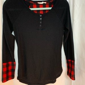 5/$40 SALE Pink Rose buffalo plaid thermal